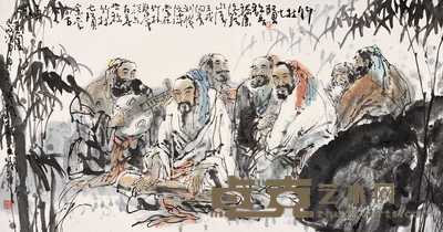 翁振新 竹林七贤 横幅 70×130cm